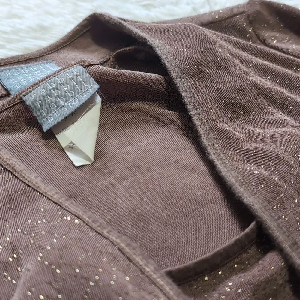 Vintage Rabbit Designs Slinky Gold Sparkly Formal Dress Cardigan Set Size 6 - Picture 5 of 17